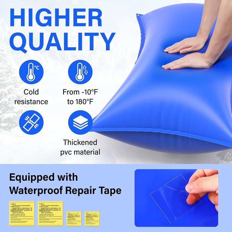 TIXANF 4 x 8Ft Winter Pool Pillow, Thickened Flexible and 0.8mm Double-Layer Hot Melt Process Durable PVC Pool Pillows for Above Ground Pools,Swimming Pool Closing Winter Kit,Rope and Patch Included - Image 2